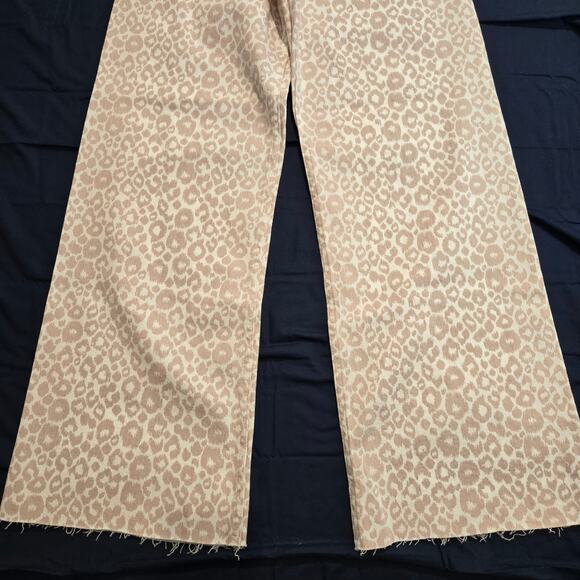 NWT Miou Muse Leopard Print Barrel Jeans Raw Hem High-rise Size S - Picture 3 of 12